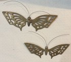Pair Of Vintage Mcm Brass Pierced Butterfly Wall Decor Wire Antennae Korea