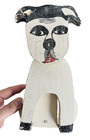 Antique Wood Dog Door Stop Folk Art 1930s  Great Attic Surface Charming Face