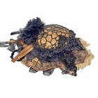 Antique Edwardian Beaded Bonnet 1900 Black Lace Silk Feather Hat W  Pin Mourning