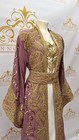 Kaftan Dress 3pc Golden Embroidery Beads Paisley Design Fancy Women s Long Abaya