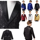 Kids Boys Shiny Jacket Blazer Tuxedo Wedding Banquet Party Coat Formal Party