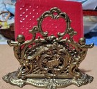 Antique  B h  Bradley Hubbard Brass Letter Holder Cherubs Letter Rose Dual Slots