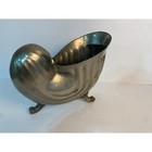 Vintage Silver Plated Brass Nautilus Shell Planter Footed Conch Bowl Centerpiece