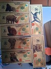 24kt Gold Plated 100 Dollar Bills Featuring Wildlife  8 Different Animals   Coa