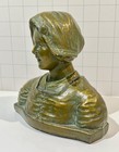 Vintage Antique Bronze Dutch Lady Or Girl Statue Bust Green Patina 6  X 6  X 3 