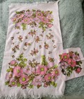 Vtg Cannon Royal Family Bath Towel Wash Cloth Mod Flower Power Pink Green Mcm