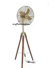 Decor Table Fan Antique Brass Electric Fan With Wooden Tripod Stand Handmad