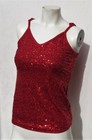Curtain Call Costumes Women   s Red Sequin Stretch Hooded Tank Top Size M Dance