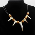 Tribal Wolf Teeth Beaded Necklace Adjustable Couple Amulet Pendant Gift