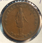 1852 Lower Canada Habitant Sous half Penny Nice Original Fine Chrc