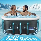 132 Gal Xxl Ice Bath Tub     Foldable Cold Plunge W  Air Ring For Home   Gym
