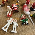 Vintage Miniature Plastic Santa  And Christmas Doo Dads 11 Pieces