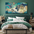Large World Map Canvas Prints Wall Art For Living Room Office  24x48  Green Worl