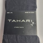 Tahari Women s 2 Pair Footed Tights Size L xl Black Charcoal Grey New Sealed