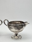 Sterling Silver Creamer   Open Sugar Bowl  rose Bouquet  Fisher Silversmiths Vtg