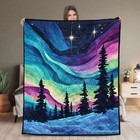 Aurora Quilt Blanket Forest Under Northern Lights Bedding Starry Night Christmas