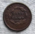1809 1 2c Classic Head Copper Half Cent Early Rare Key Date Vf Damaged Corroded