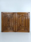 Pair Antique French Hand Carved Wood Oak Door Panels Reclaimed Architectural Bas