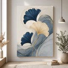 Blue Ginkgo Leaf Canvas Wall Art Abstract Botanical Print Modern Home Decor Gift