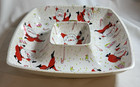 Vintage Ullman Dancing Santa Hard Plastic Chip And Dip Bowl  Holt Howard Era