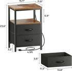 Nightstand With Charging Station  Side Table With Fabric Drawers  End Table