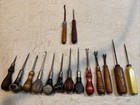 Lot Of 13 Antique Scratch Awls Leather Tools Wood Handles Ice Picks   2 Free