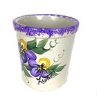 R  R  P  Roseville 1qt High Jar Artist Signed Purple Flowers Lid 10131