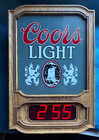 Vintage  86 Coors Light Beer Digital Electric Light Up Clock Bar Sign Golden Co 