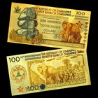 Gold Foil Zimbabwe 100 Trillion Dollar Banknotes 10pcs Collectible Plastic Money
