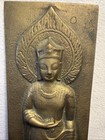  Vintage Korean Cast Brass Buddha Wall Plaque Relief Standing Kannon Bodhisattva