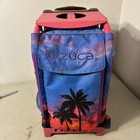 Zuca Sport Rolling Bag Hot Pink Frame With Blue Palm Tree Sunset Bag Great
