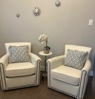 Set Of 2 Decorative Woven Throw Pillows Blue White Floral Fringed Coastal