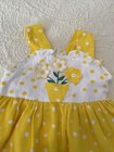 Vtg  Baby Togs  Girls Sun Dress Yellow White Polka Dots Flower Pot Flowers 24m
