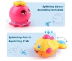 Baby Bath Toys W  Organizer  Water Squirting Octopus  Wind Up Swimming Turtle