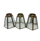 3 Vintage 6 Panel Beveled Glass Brass Lamp Shade Replacement Globes 2x4x4 75
