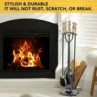 Nalone 5 Pieces Fireplace Tools Set  Brass Handles Wrought Iron Fireplace
