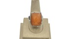 925 Sterling Silver Vintage Real Peach Mountain Jade Granulated Ring Size