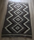 Navajo Rug Handmade Vintage 100  Wool Beige Brown Geometrical Pattern 7    X 4    5   