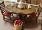 Vintage Miniature  Dollhouse Formal Dining Room Table With Chair Accessories