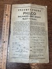 Antique 1930 s Philco Model 14 Instruction Book Radio Log Station Receiver Guide