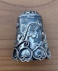 Antique Taxco Mexico 925 Sterling Silver Ornate Swirl   Flowers  Leafs Thimble
