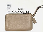 Nwt  Coach Double Corner Zip Wristlet Leather Card Wallet Taupe