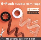 Iron On Hemming Tape 3 White 3 Black Rolls