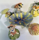 Rare Vintage Ceramic Arts Studio Madison Wi Pixie Trinket Dish   4 Figurine Set