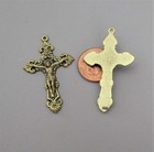 6 Pc Filigree Medium Rosary Crucifix Cross Italy Rosaries Parts C129  Bronze