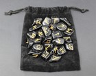 Black Tourmaline Rune Stone Set  25   Velvet Storage Pouch  elder Futhark Runes 