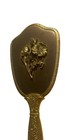 Vintage Hand Held Vanity Gold Plate 10 5    Flowers Hair Brush Made In U s a
