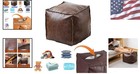 Luxurious Storage Ottoman - Faux Leather Footstool With Hidden Zipper  Brown