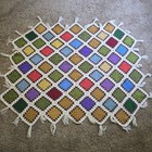 Vintage Handmade Crocheted Granny Square Throw Blanket Afghan 48 x60  4ft X 5ft