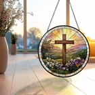 Christian Cross Suncatcher  Stained Glass Cross Window Hanging  Religious Gift